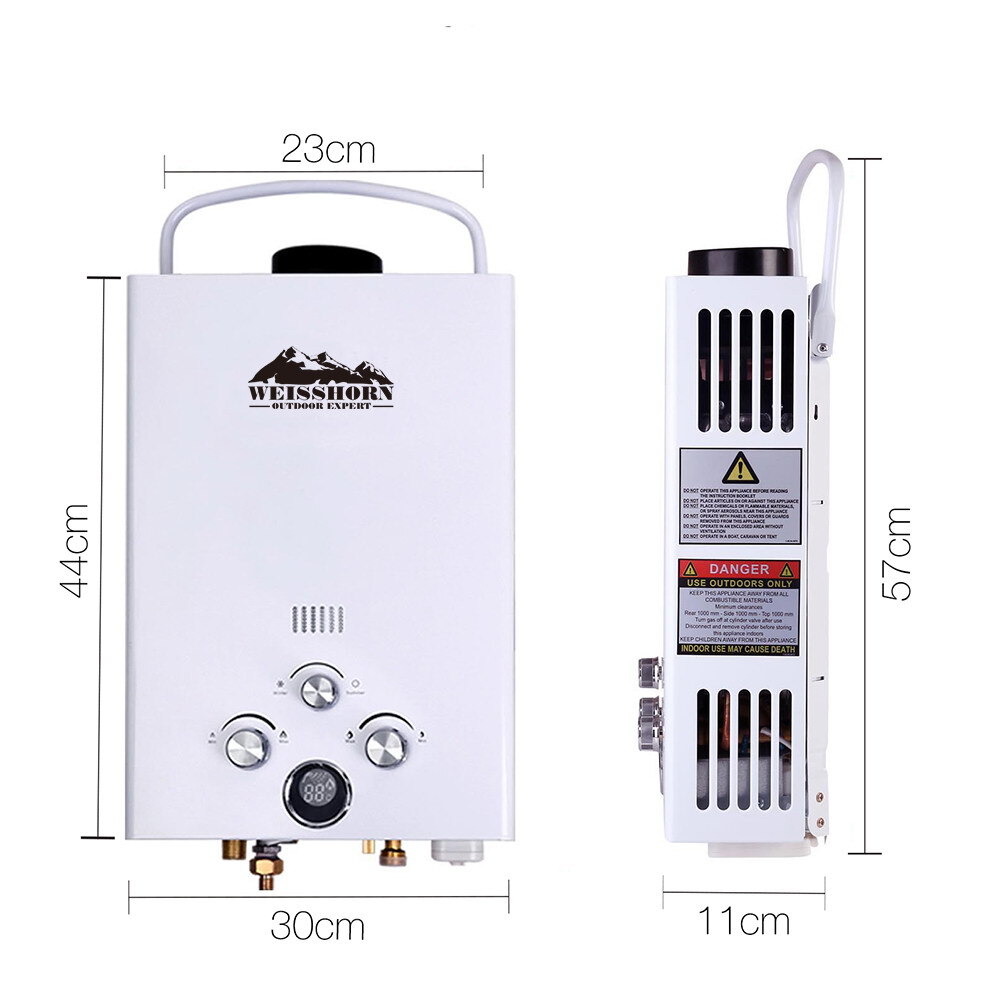 Weisshorn Outdoor Portable Gas Hot Water Heater Shower Camping Lpg Caravan Pump White 7997