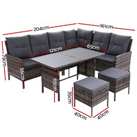 Outdoor Sofa Set Patio Furniture Lounge Setting Dining Chair Table