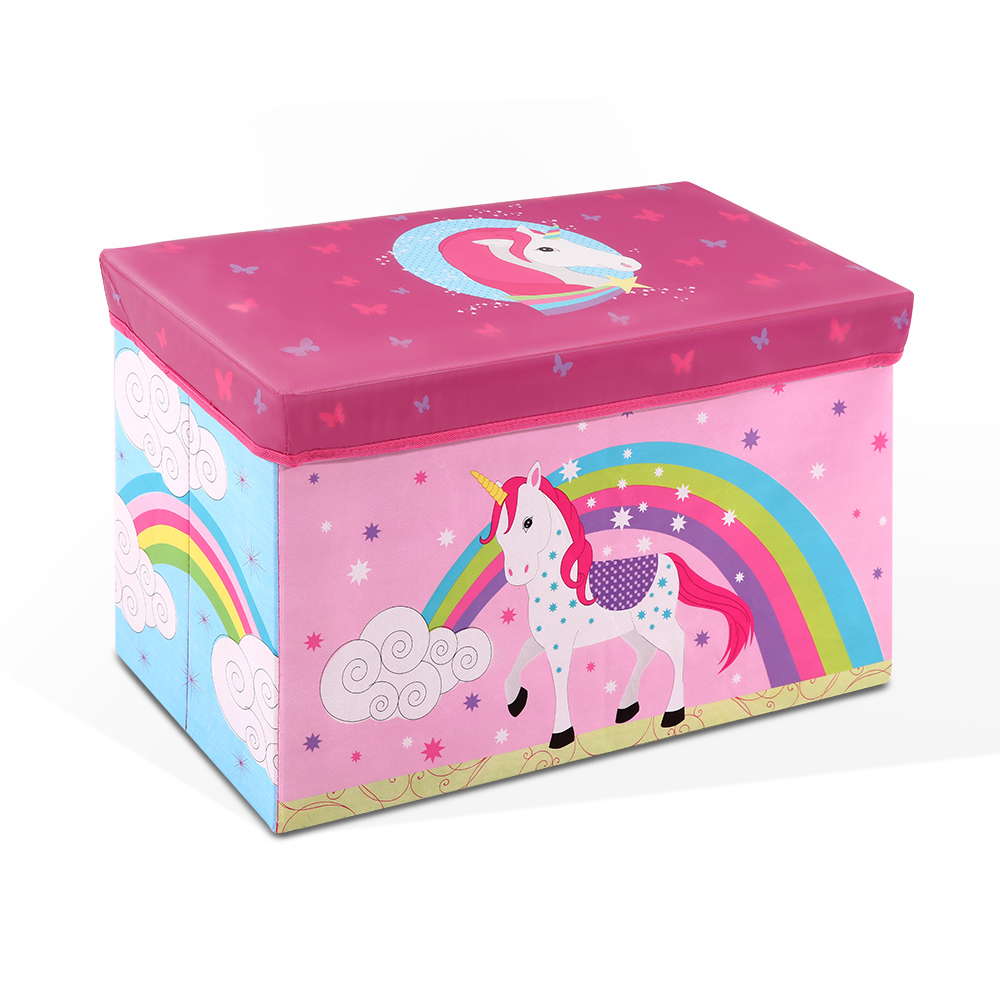 Kids Storage Toy Box Foldable - Pink / Unicorn