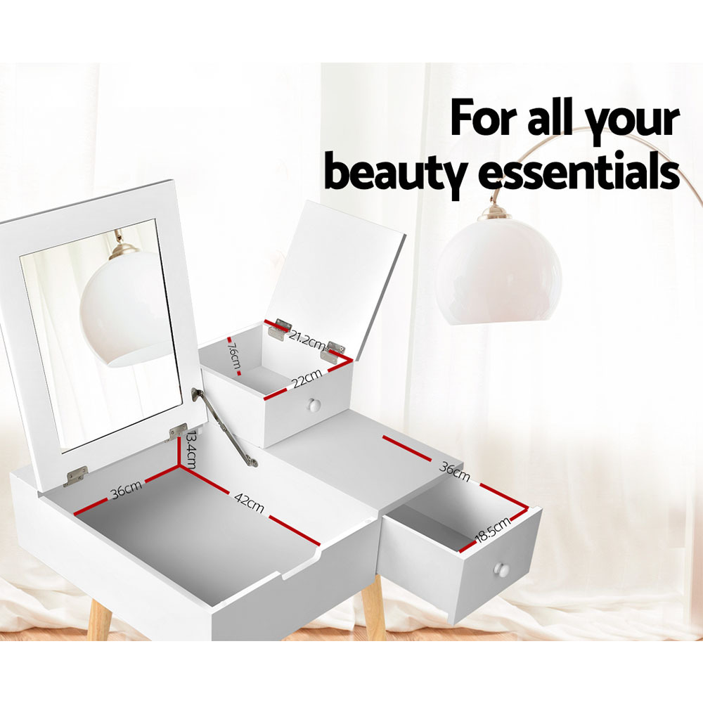 Artiss Dressing Table with Foldaway Mirror- White