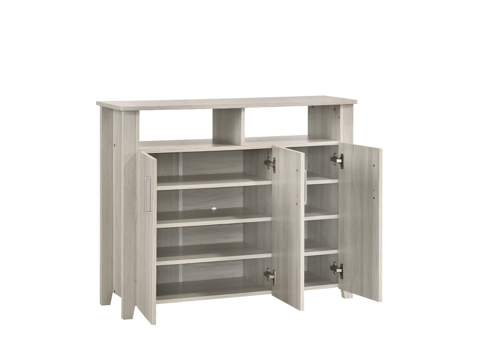 3 Door Large Shoe Cabinet With Shelf In White Oak