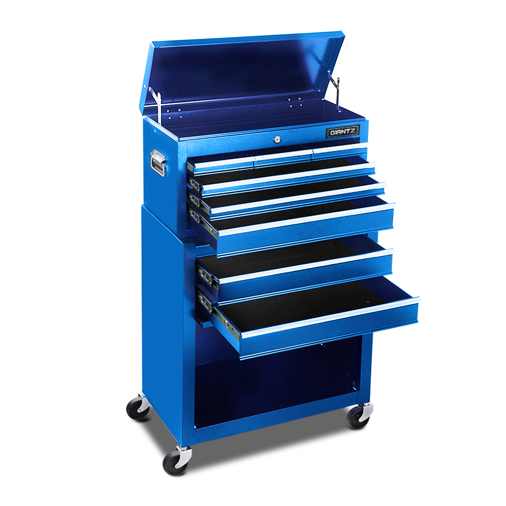 Giantz 8 Drawer Mechanic Tool Box Storage Trolley - Blue