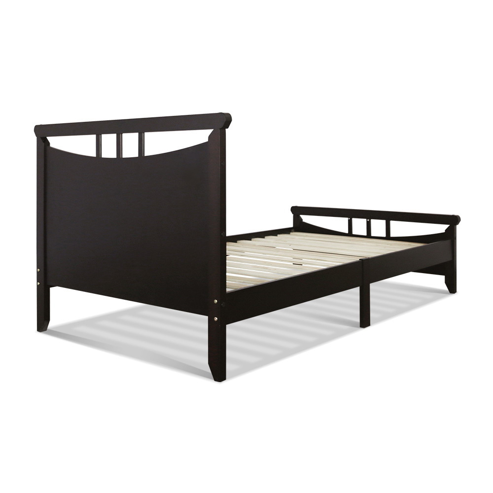 Artiss Single Size Wooden Bed Frame Dark Cherry