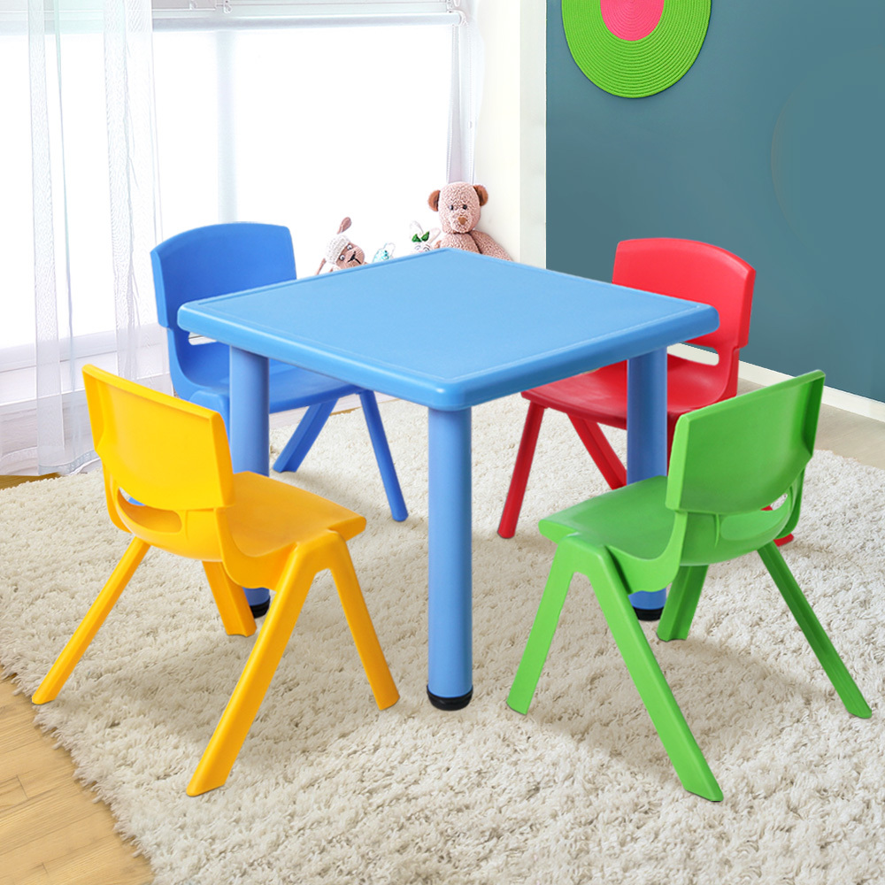 Keezi 5PCS Kids Table and Chairs Set Children Study Desk Furniture ...