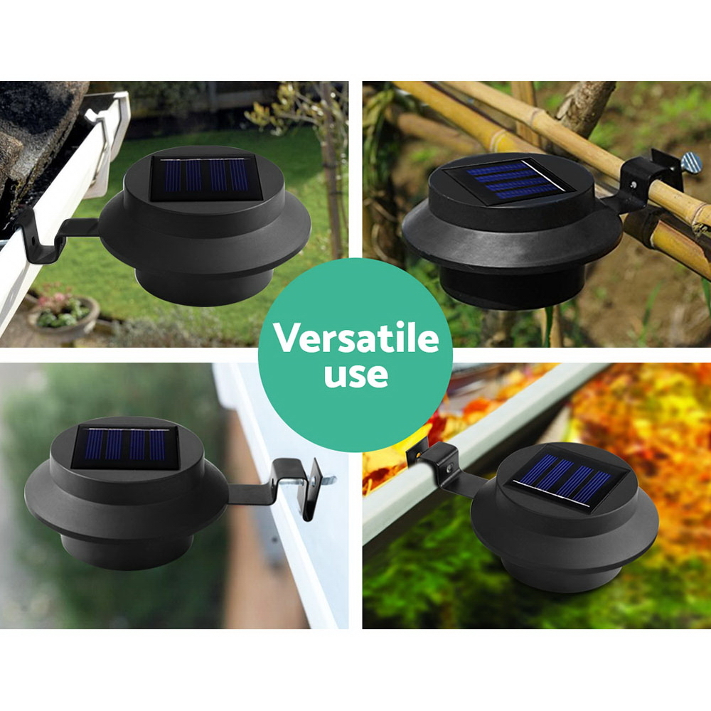 Set of 8 Solar Powered Sensor Gutter Lights-Black