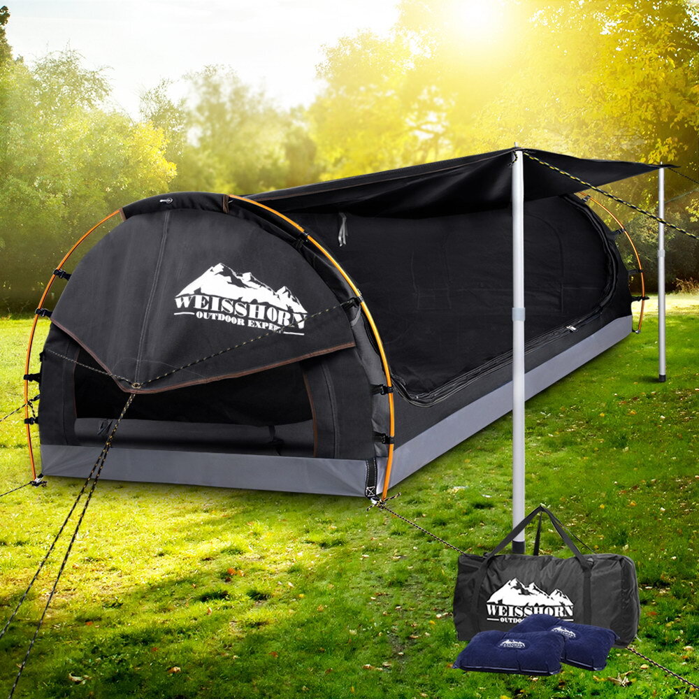 Weisshorn Double Swag  Camping Swag  Canvas Tent  Dark Grey