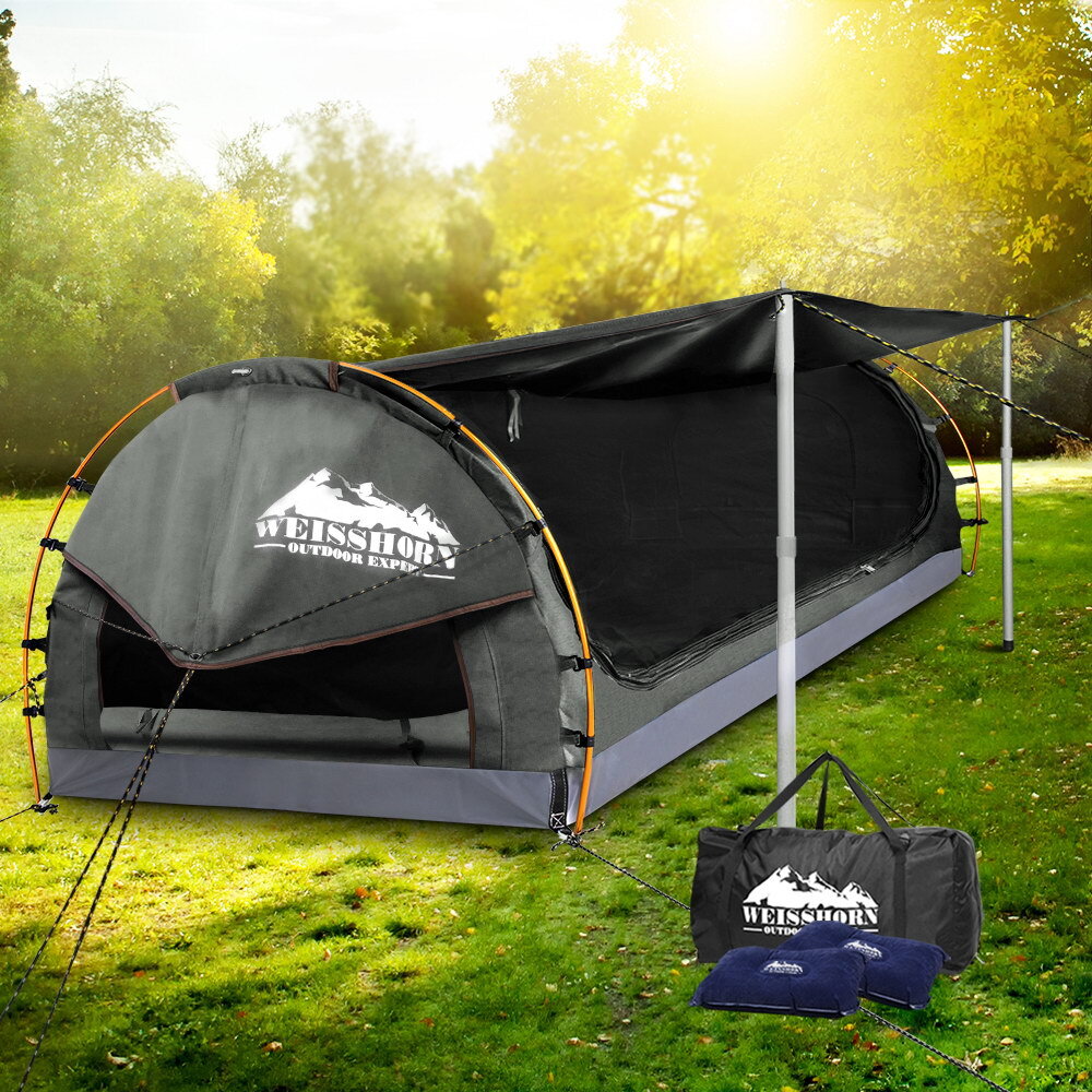 Weisshorn Double Swag  Camping Swag  Canvas Tent  Grey