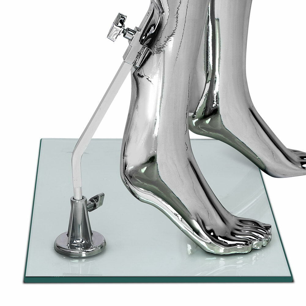 175cm Tall Full Body Chrome Female Mannequin - Silver