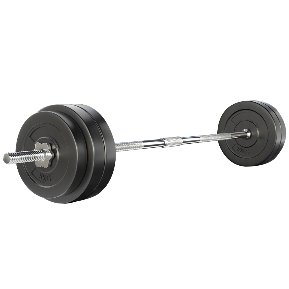 58KG Barbell Weight Set Plates Bar Bench Press Fitness Exercise Home ...