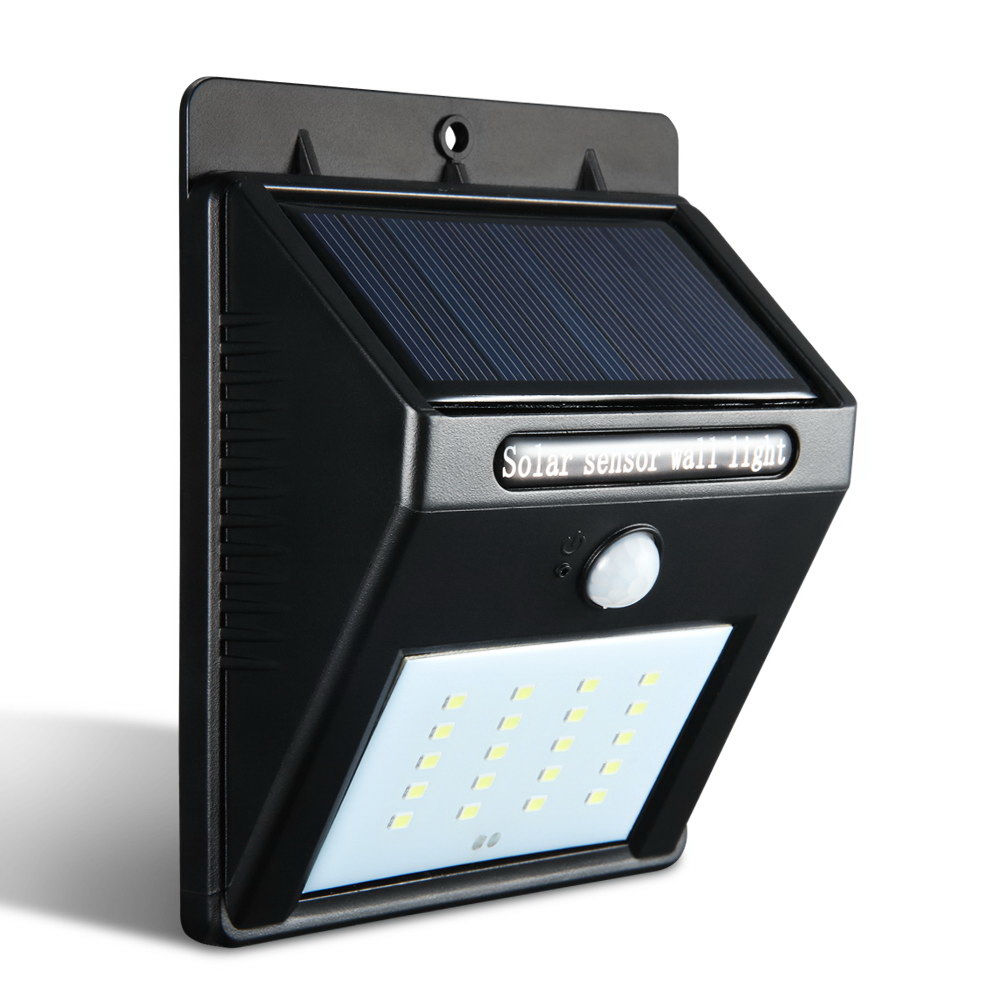 Set Of 2 20 Led Solar Powered Sensor Light - Black