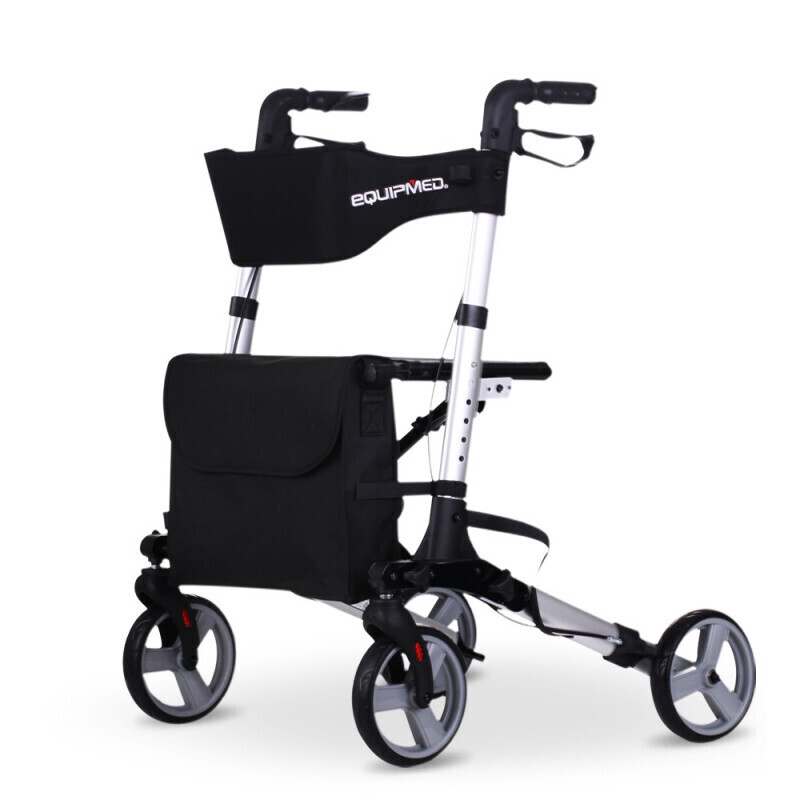 Equipmed Rollator Walking Frame Walker Foldable Seat Mobility Aid Aluminium