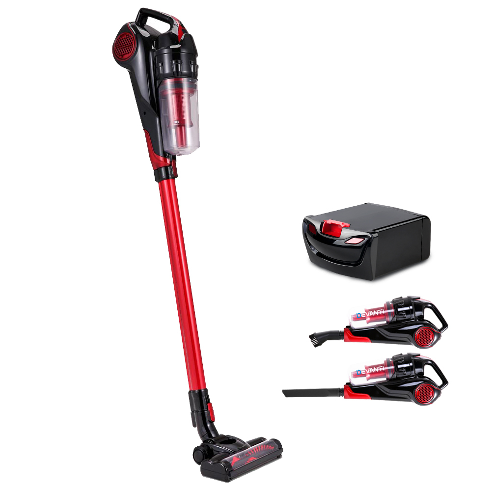 Devanti 120W Stick Handstick Cordless Vacuum Cleaner Red Black with ...