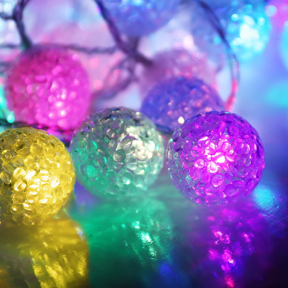 Jingle Jollys 12.5M Christmas Snowball String Lights - Multi Colour