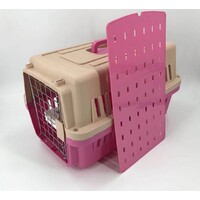 YES4PETS Medium Dog Cat Crate Pet Carrier Airline Cage With Bowl & Tray-Pink