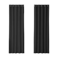 Artiss 2X Blockout Curtains Eyelet 180x213cm Black