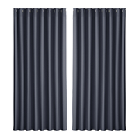 Artiss 2X Blockout Curtains Eyelet 300x230cm Charcoal