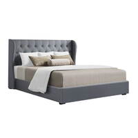 Artiss Bed Frame Queen Size Gas Lift Grey ISSA