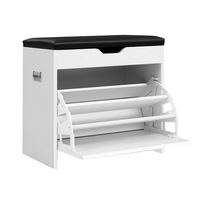 Artiss Shoe Rack Cabinet Bench 3-tier 15 Pairs White