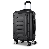 Wanderlite 20 Inch Luggage with Zipper Lock Travel Suitcase Carry On Hard Shell Luggage Case Black