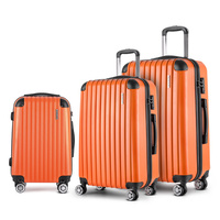 Wanderlite 20-24-28 Inch Luggage 3Set with TSA Lock Spinner Carry On Hard Shell Travel Suitcase Luggage Case Orange