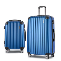 Wanderlite 2 Set Luggage 20-28 Inch with Zipper Lock Carry On Hard Shell Travel Suitcase Luggage Case Blue