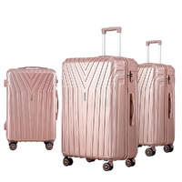 Wanderlite 3pc Luggage Trolley Set Suitcase Travel TSA Hard Case Carry On Pink Lightweight