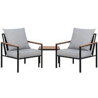 Gardeon 3PC Outdoor Furniture Bistro Set Lounge Setting Chairs Table Patio Black