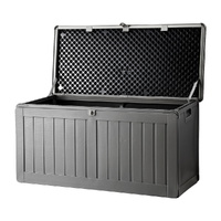 Gardeon Outdoor Storage Box 190L Container Lockable Garden Bench Tool Shed Black