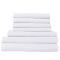 Royal Comfort 2000TC 6 Piece Bamboo Sheet & Quilt Cover Set Cooling Breathable - Queen - White