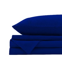 Royal Comfort Vintage Washed 100% Cotton Quilt Cover Set Bedding Ultra Soft - Double - Royal Blue