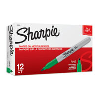 SHARPIE Permanent Marker Fine Point Green Box of 12