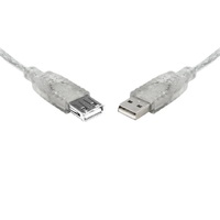 8WARE USB 2.0 Extension Cable 3m A to A Male to Female Transparent Metal Sheath Cable