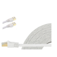 EDIMAX 1m White 40GbE Shielded CAT8 Network Cable - Flat 100% Oxygen-Free BAre Copper Core, Alum-Foil Shielding, Grounding Wire, Gold Plated RJ45