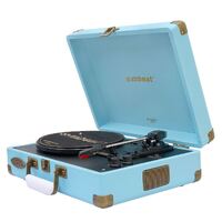 MBEAT Woodstock 2 Sky Blue Retro Turntable Player with BT Receiver & Transmitter