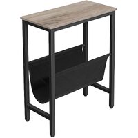 Industrial Side Table with Magazine Holder Sling and Metal Structure (Grey)