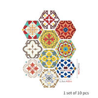 10PCS Multi Colour Tile Set Hexagon Decoration Decal Self-adhesive Oil-proof And Waterproof Wall Stickers