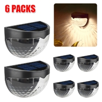 6PCS Solar Powered LED Wall Lights Door Fence Lights Outdoor Garden Lamp Light