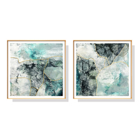 Wall Art 50cmx50cm Marbled Green 2 Sets Gold Frame Canvas