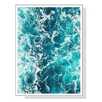 Wall Art 50cmx70cm Blue Ocean White Frame Canvas