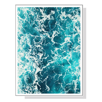 Wall Art 60cmx90cm Blue Ocean White Frame Canvas