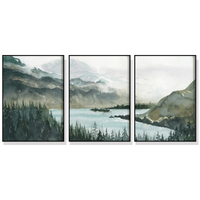 Wall Art 60cmx90cm Landscape 3 Sets Black Frame Canvas