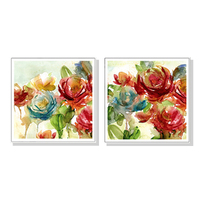 Wall Art 50cmx50cm Rosewater Garden By Carol Robinson 2 Sets White Frame Canvas