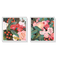 Wall Art 60cmx60cm Eucalyptus Bouquet 2 Sets White Frame Canvas