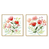 Wall Art 60cmx60cm Florals 2 Sets Gold Frame Canvas