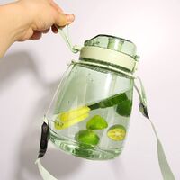 Clear Large Water Bottle Water Jug with Adjustable Shoulder Strap - Green