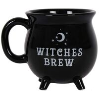 Witches Brew Black Cauldron Coffee Mug Cup With Moon & Stars