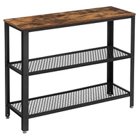 VASAGLE Industrial Console Table with 2 Mesh Shelves Rustic Brown and Black