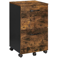 VASAGLE File Cabinet with 2 Drawers Rolling Office Filing Cabinet with Wheels Rustic Brown and Black