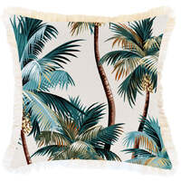 Cushion Cover-Coastal Fringe Natural-Palm Trees Natural-45cm x 45cm