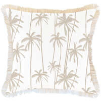 Cushion Cover-Coastal Fringe-Tall-Palms-Beige-60cm x 60cm